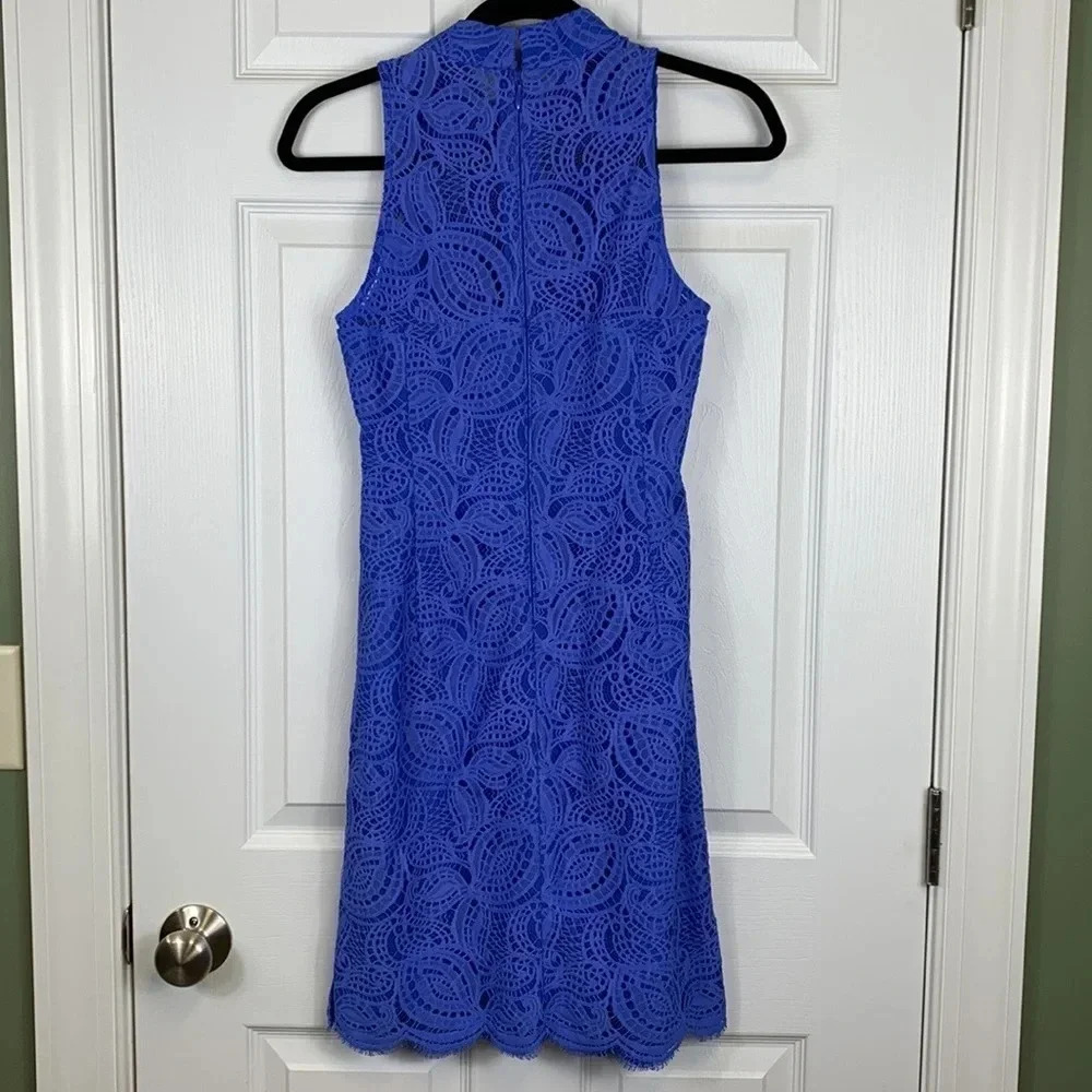 Lilly Pulitzer periwinkle blue lace sleeveless dress sz 0 - Picture 4 of 6